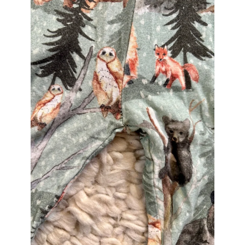 Boys Tiny Roots Bamboo Pajama Bottoms 10 Green Brown Forest Animals